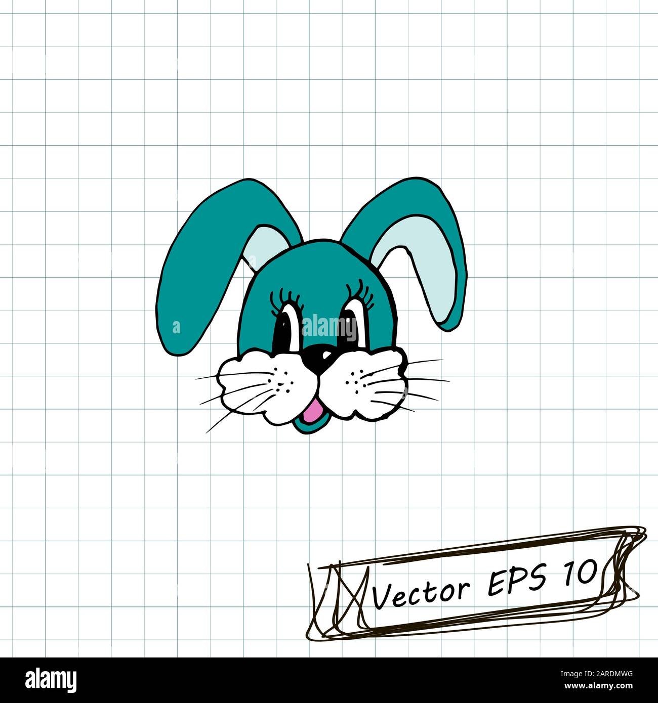 Style of children's drawing. Doodle drawing on a sheet of notebook ...