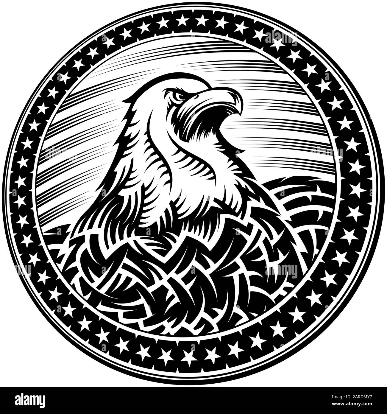 American bald eagle stars stripes Black and White Stock Photos & Images ...