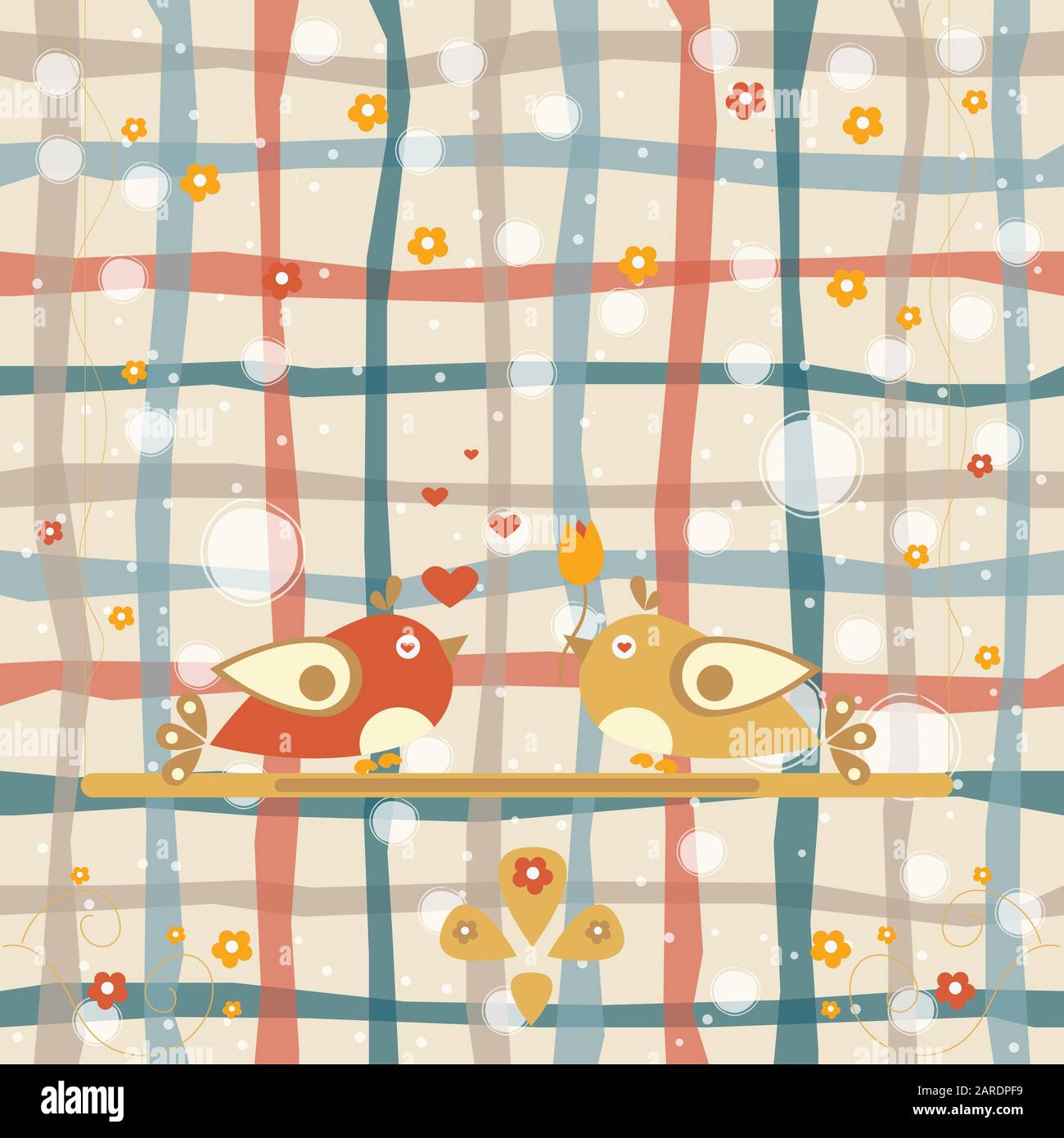 Love Bird Tree. Vector Card for Valentine Day. Vector Illustration ...