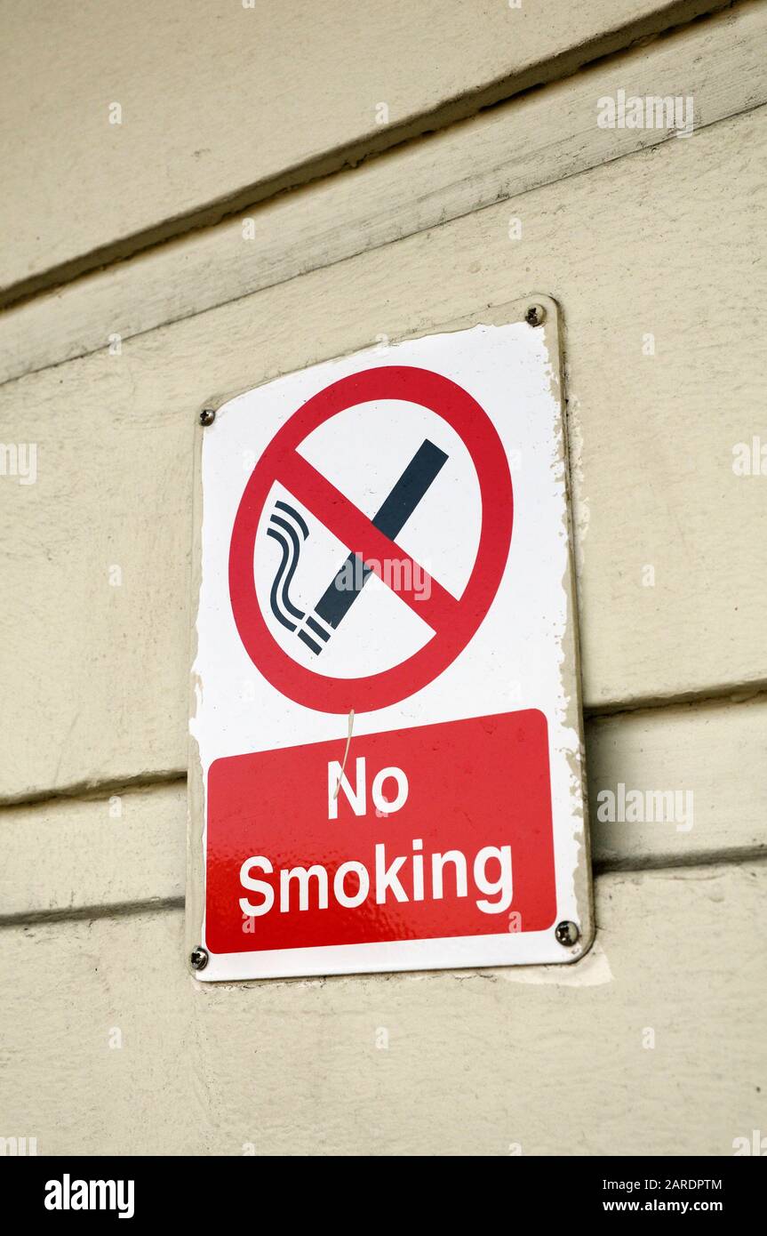 No smoking sign on a wall, England, UK Stock Photo