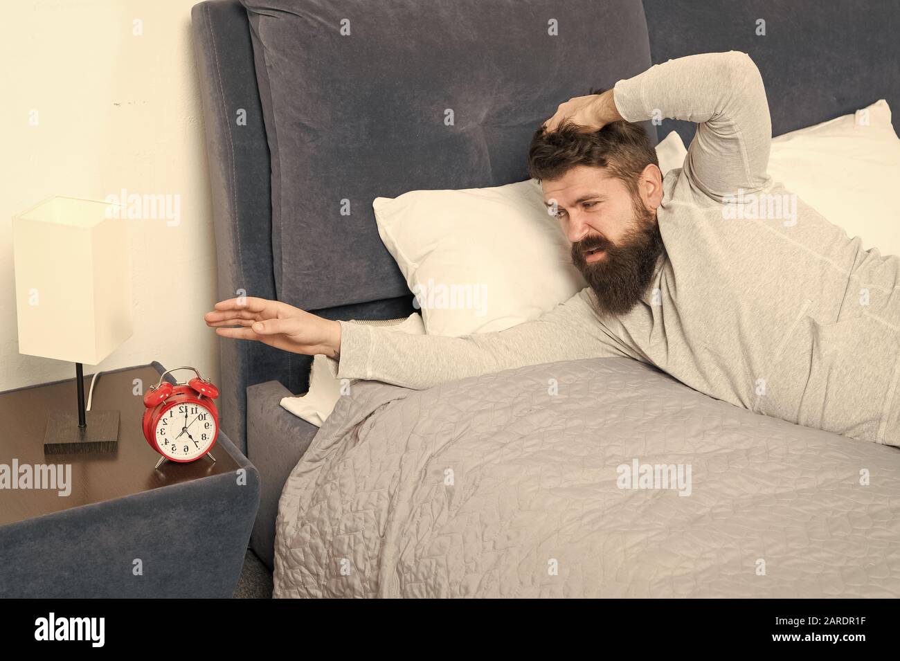 Healthy sleep concept. Man at home. During deep sleep human growth ...