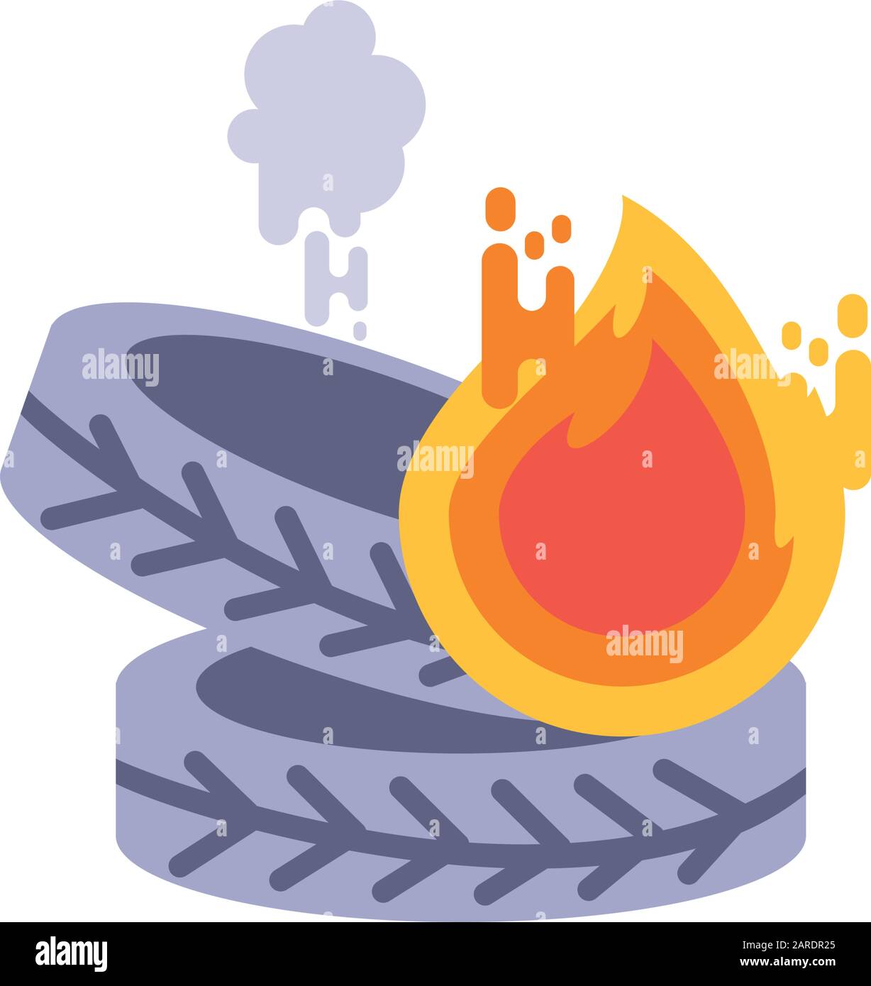 Tires with smoke and fire design, Pollution factory environment dirty