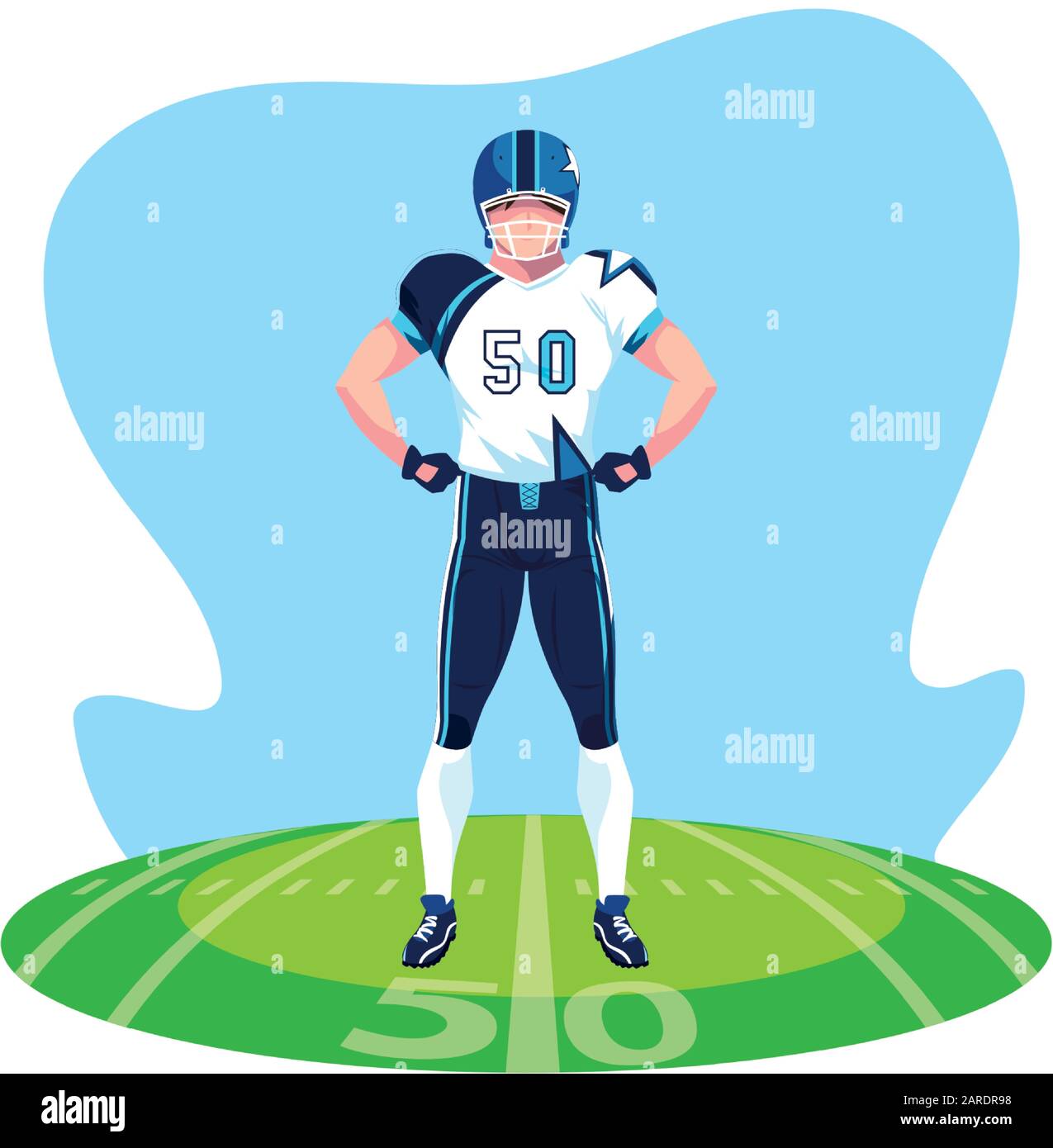 male american football team player on the stadium grass vector