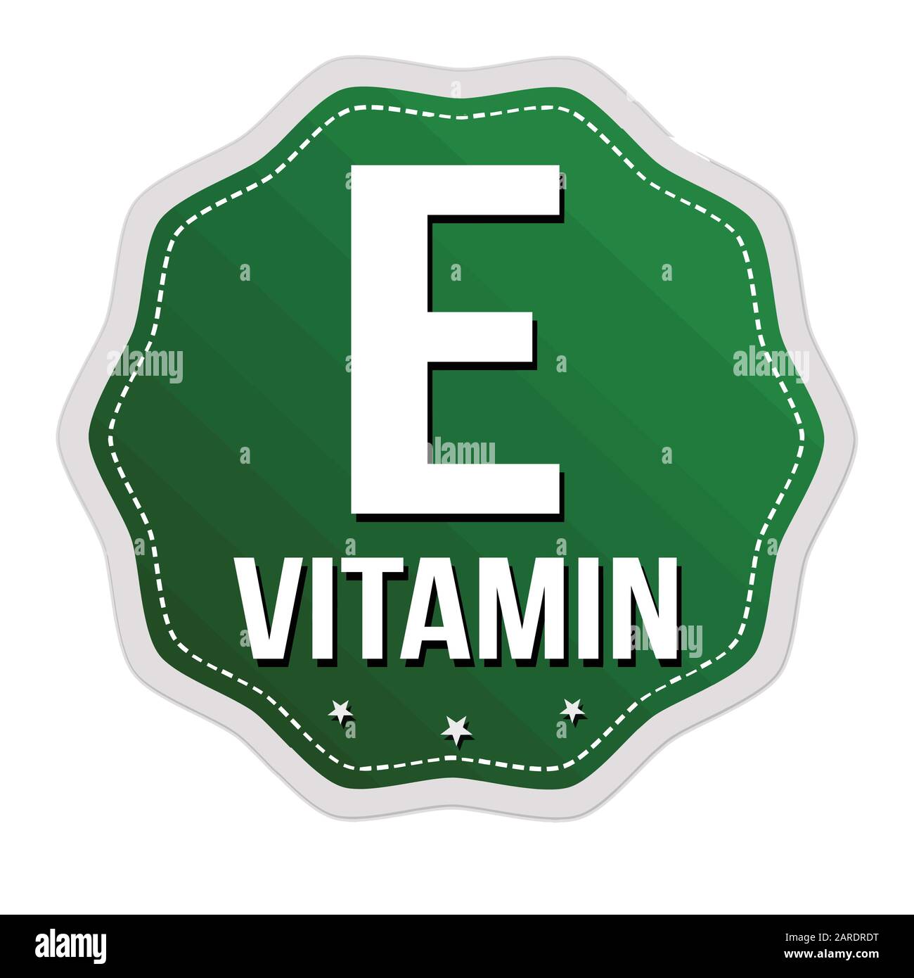 E Vitamin label or sticker on white background, vector illustration