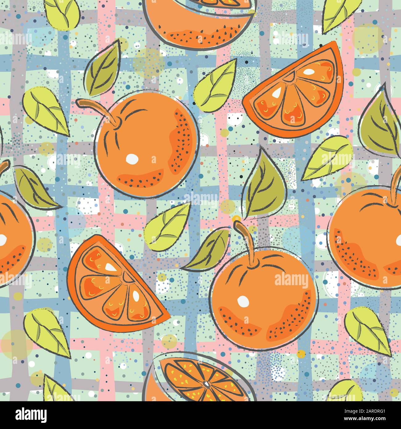 Seamless Pattern with Oranges. Scandinavian Style. Stock Vector