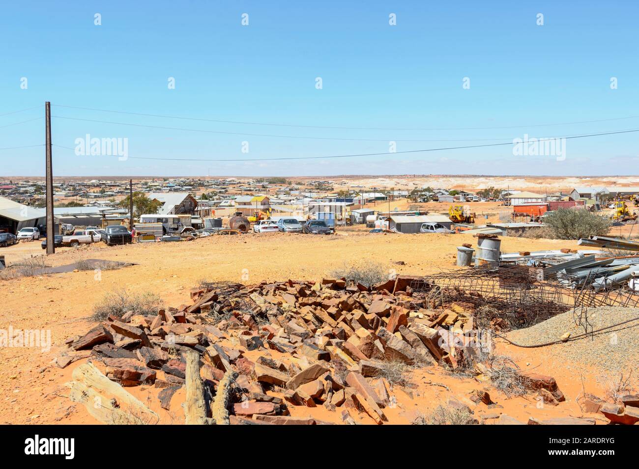 View of the remote opal mining town of Andamooka, South Australia