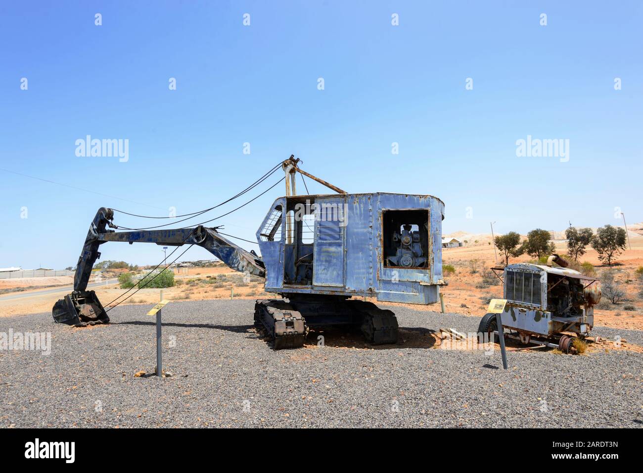 An old Lima dragline used for opal mining, Andamooka, South Australia, Australia Stock Photo