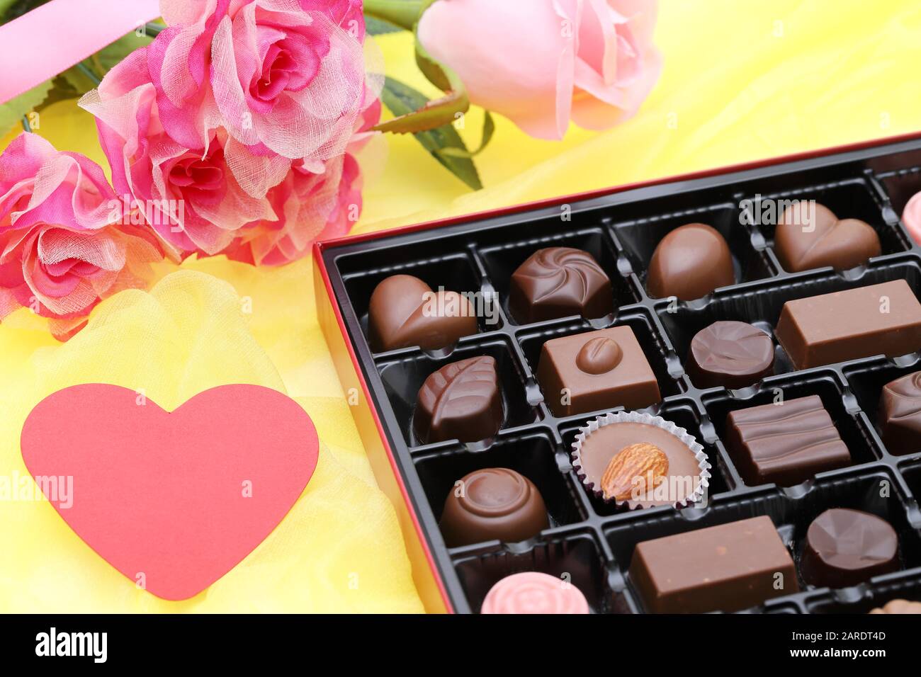 Box of assorted chocolate for Japanese Valentine's day image Stock
