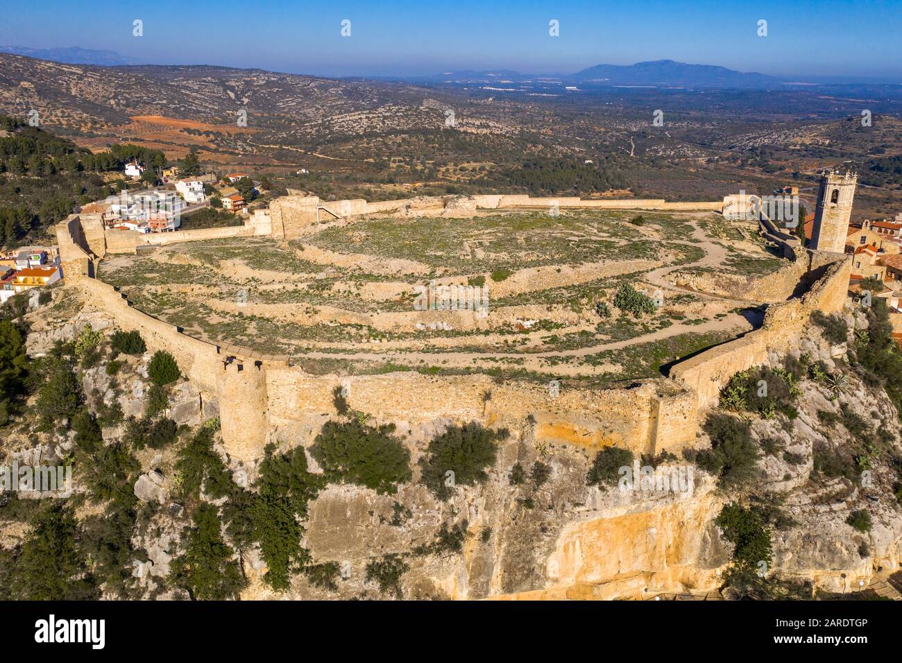aerial-view-of-cervera-del-maestre-castle-with-ruined-excavated-inner