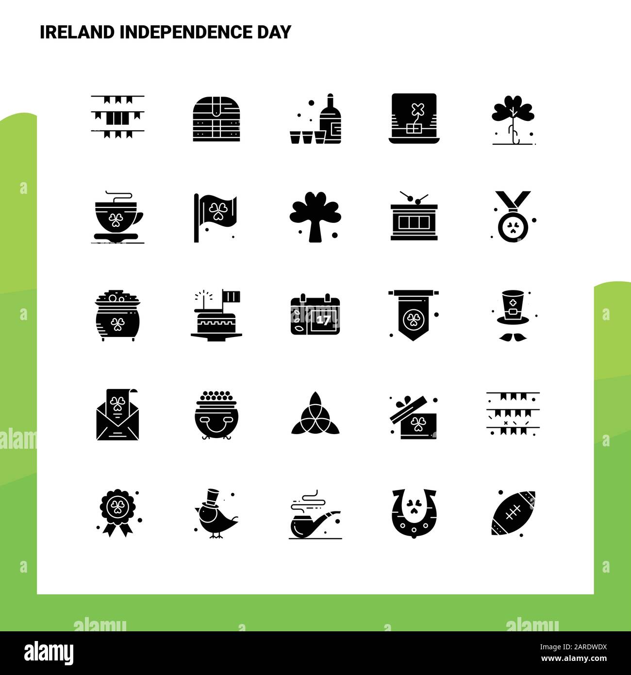 25 Ireland Independence Day Icon set. Solid Glyph Icon Vector Illustration Template For Web and Mobile. Ideas for business company. Stock Vector