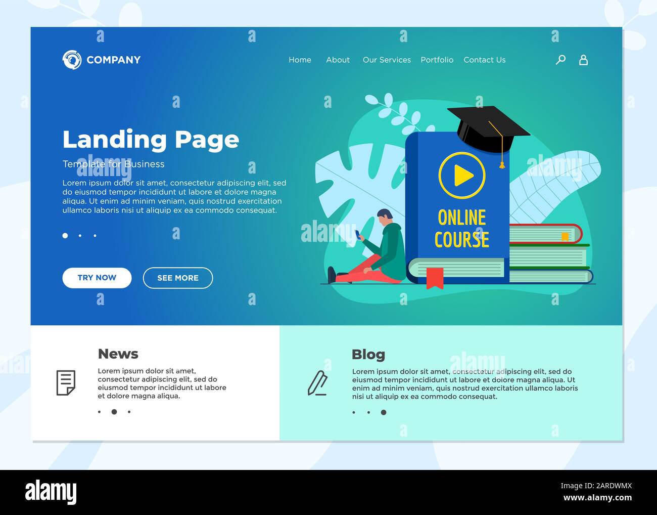 Online Education Course Landing Page Template E Learning Web