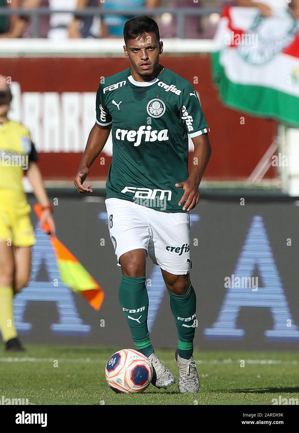 Raphael Veiga of Palmeiras and Gabriel Menino of Palmeiras look