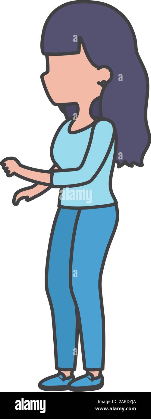 young woman cartoon character side view portrait on white background vector  illustration Stock Vector Image & Art - Alamy