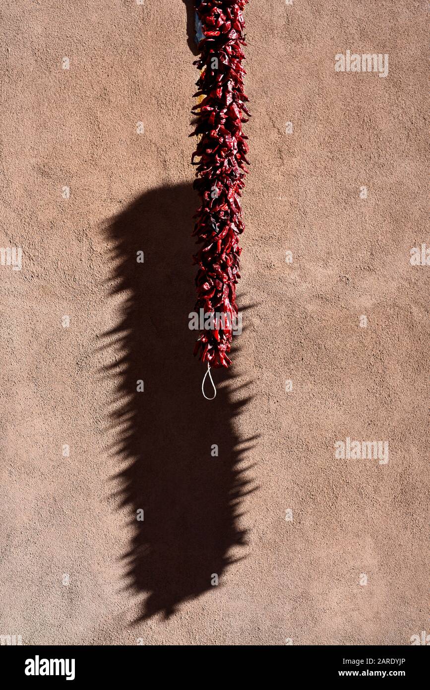 A ristra, or string of dried red Chile peppers, in Santa Fe, New Mexico