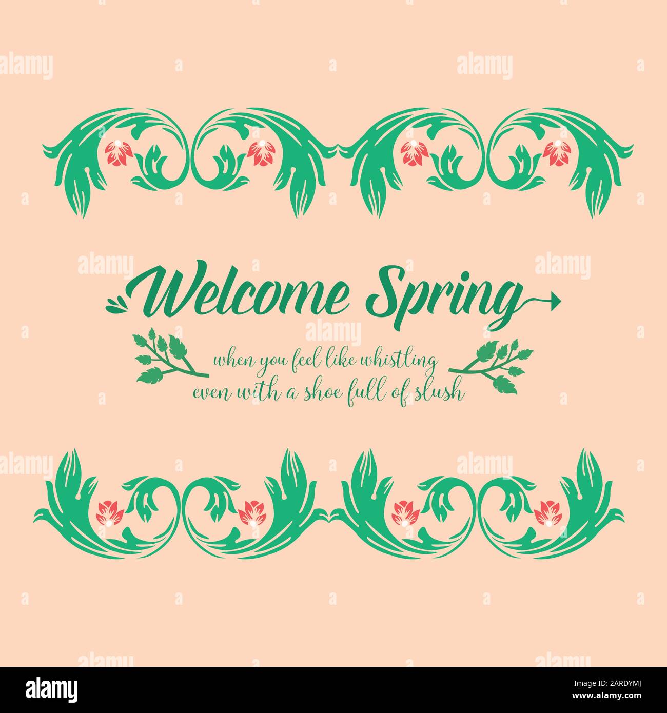 Beautiful Decoration of leaf and floral frame, for welcome spring ...