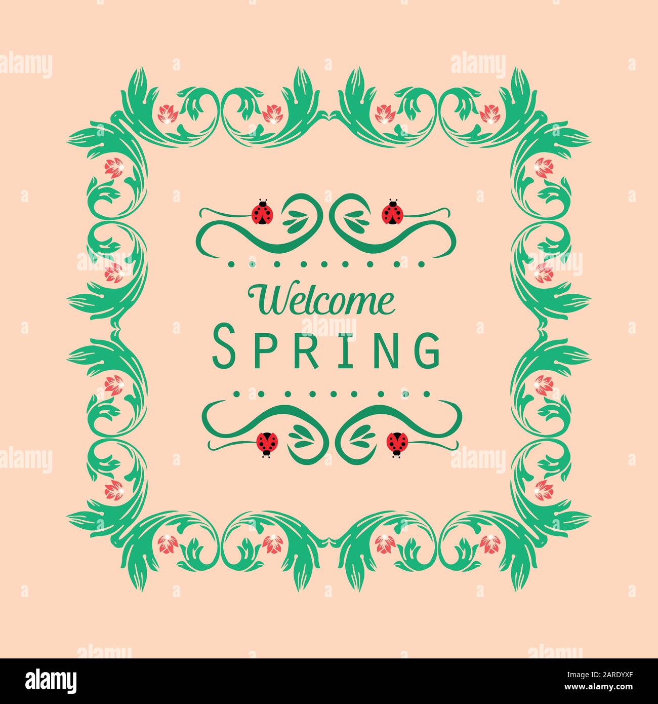 Beautiful Decoration of leaf and floral frame, for spring