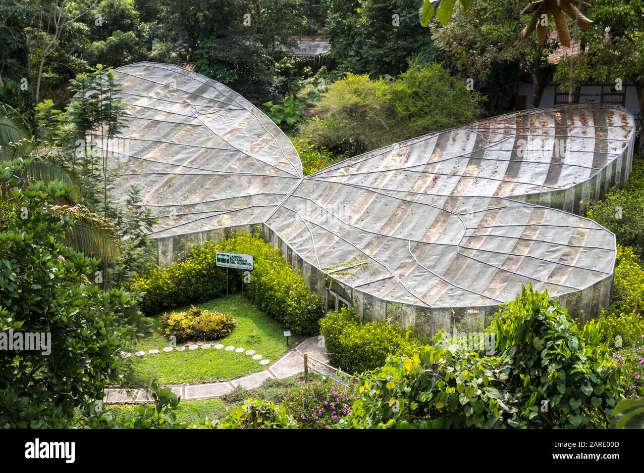 Butterfly garden. The Quindío Botanical Garden is a scientific research and environmental education center located in the city of Calarcá Stock Photo