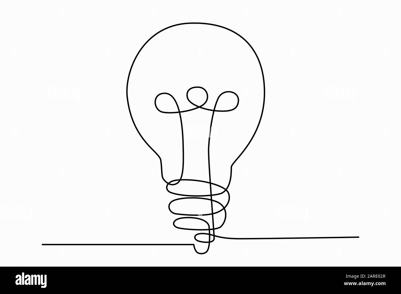 Continuous one line art drawing of idea (light bulb). Concept of idea emergence. Vector illustration. Stock Vector