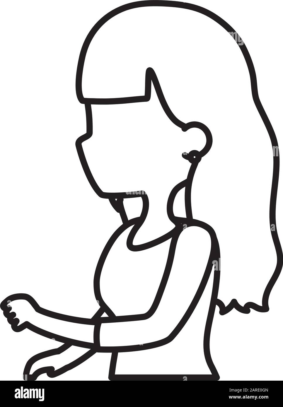 Cartoon little girl front and profile side view Vector Image