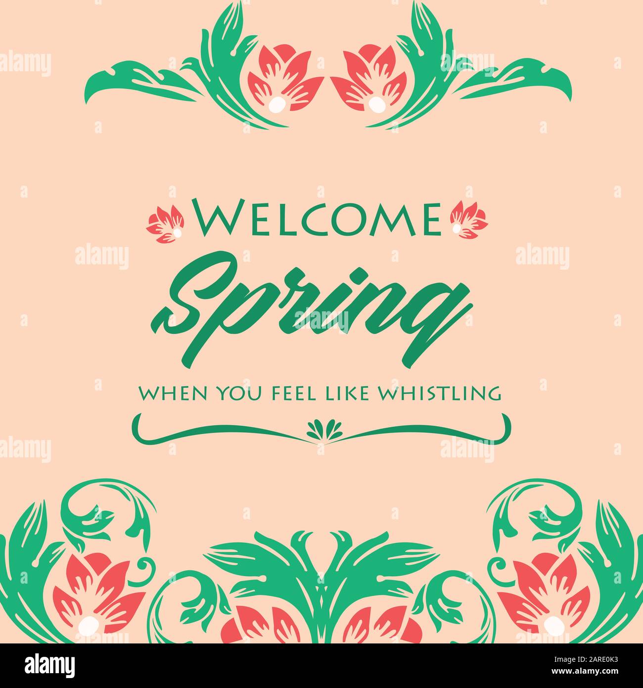 Beautiful pattern of leaf and floral frame, for welcome spring poster ...