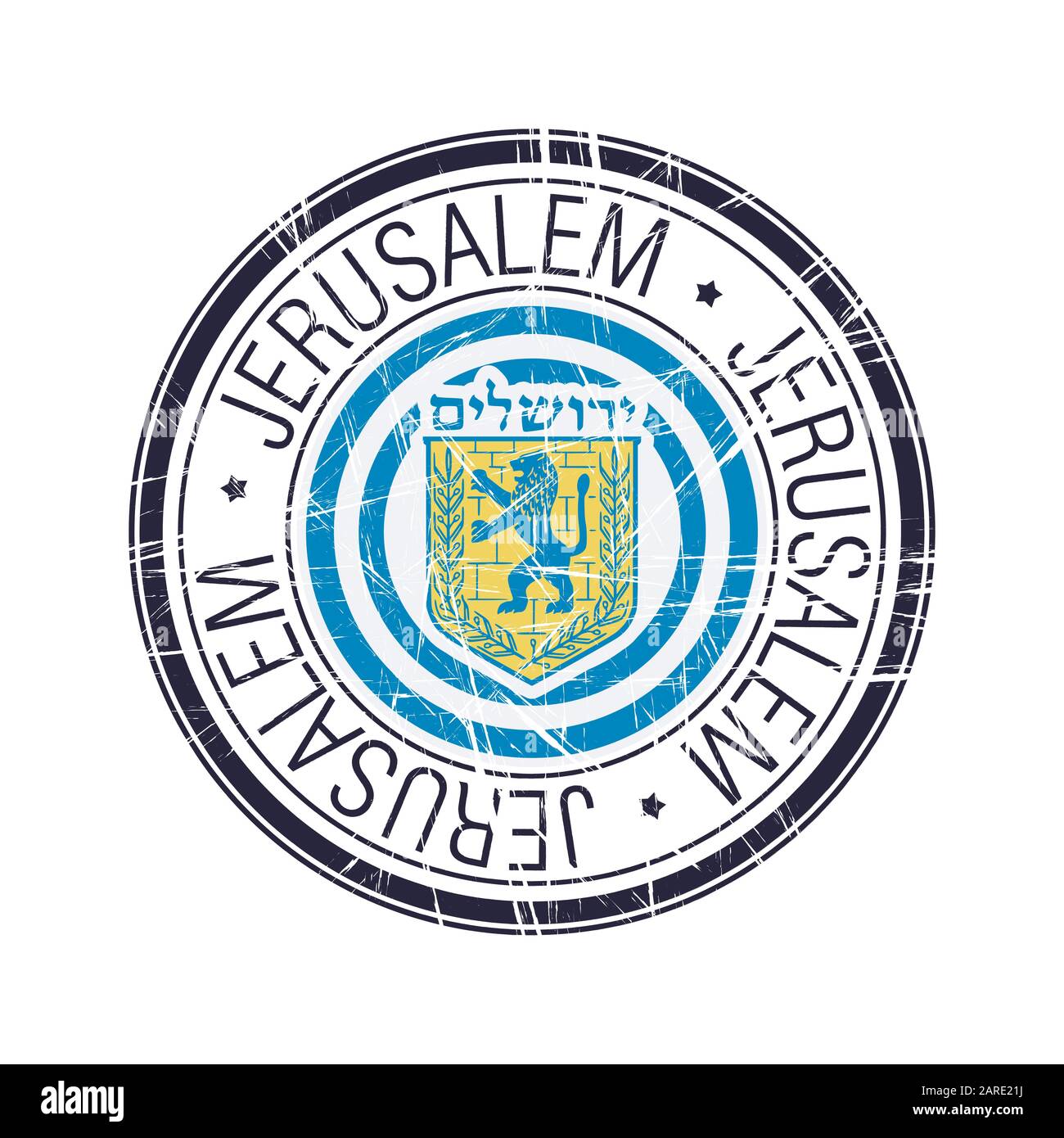 City of Jerusalem, Israel postal rubber stamp, vector object over white background Stock Vector