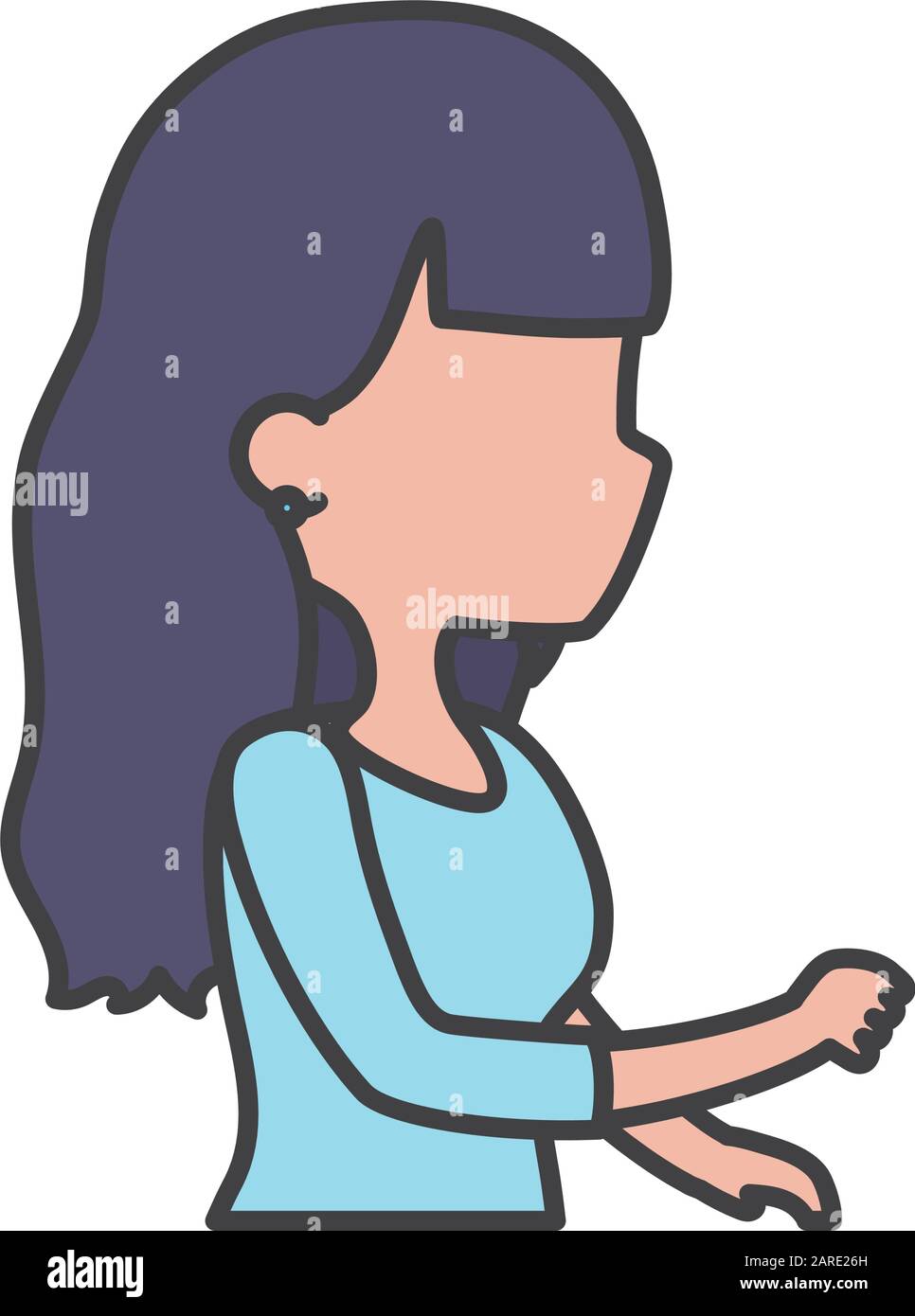 young woman cartoon character side view portrait on white background vector  illustration Stock Vector Image & Art - Alamy