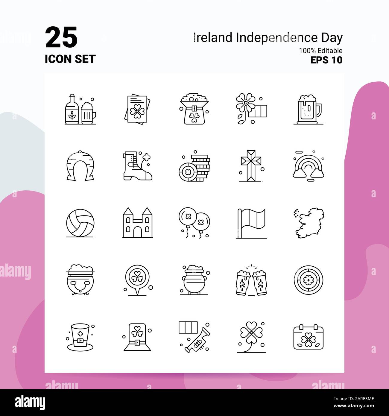 25 Ireland Independence Day Icon Set. 100% Editable EPS 10 Files. Business Logo Concept Ideas Line icon design Stock Vector
