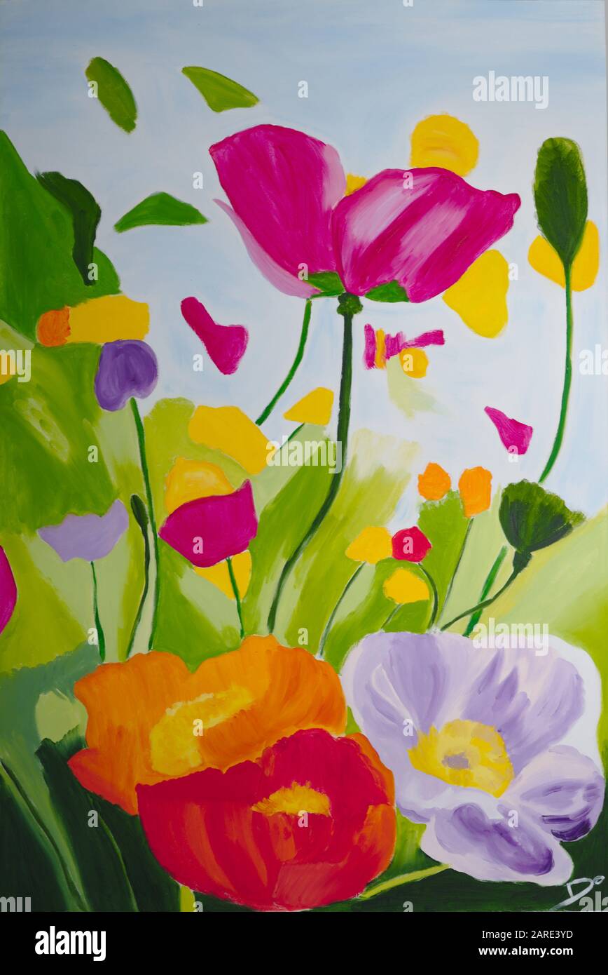 Oil flowers painting hi-res stock photography and images - Alamy