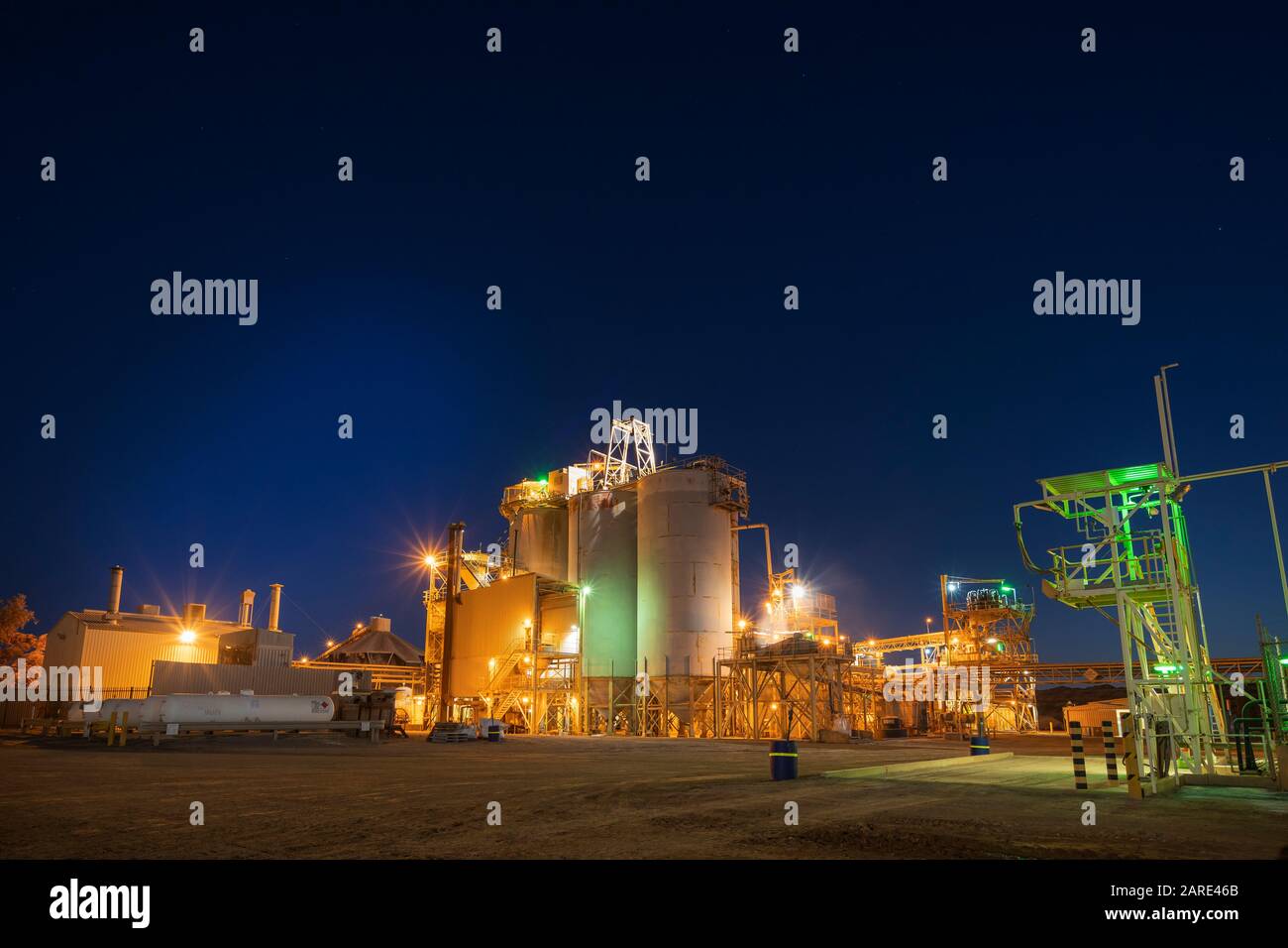 Gold processing plant at night, Western Australia Stock Photo - Alamy