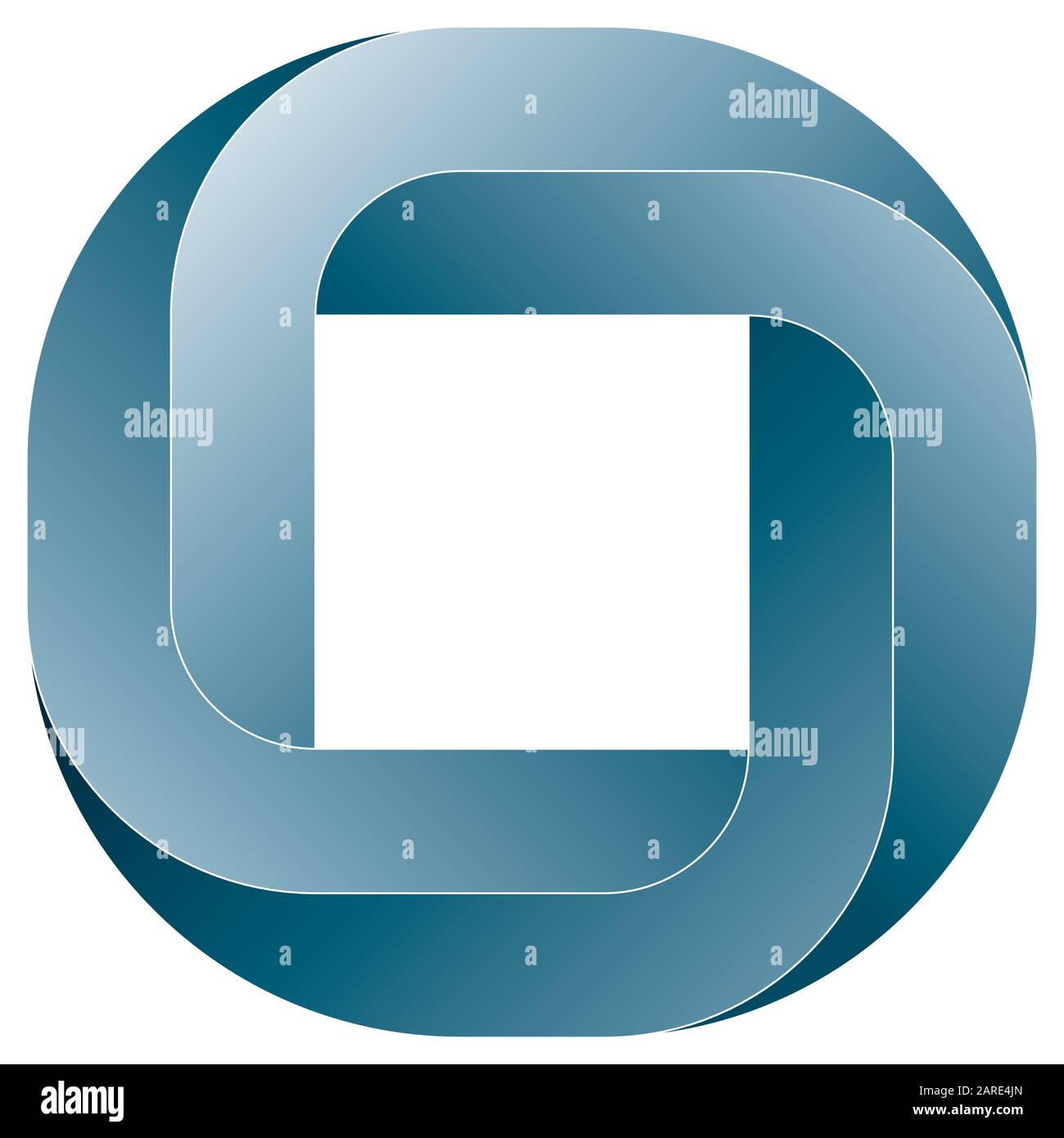 Impossible rouded square icon. Vector optical illusion shape on white background. Stock Vector