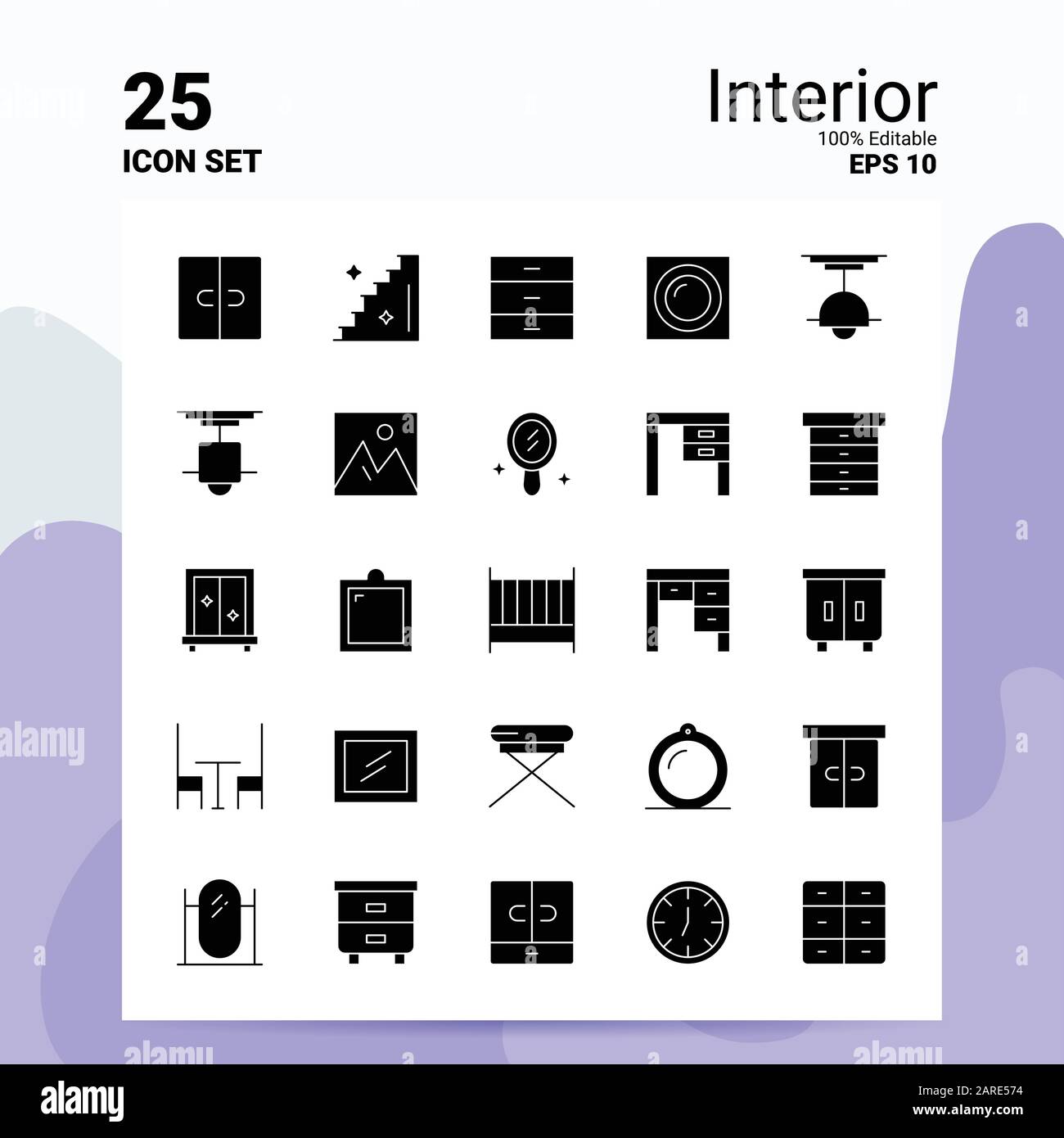 25 Interior Icon Set 100 Editable Eps 10 Files Business Logo Concept Ideas Solid Glyph Icon Design Stock Vector Art Illustration Vector Image 341445528 Alamy