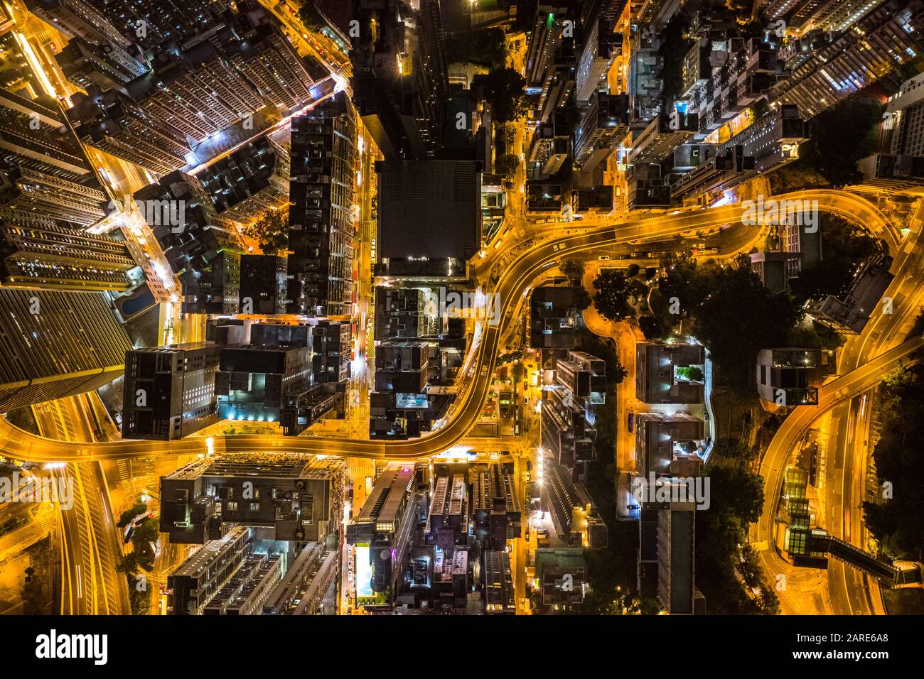 Aerial view of Hong Kong at night Stock Photo - Alamy