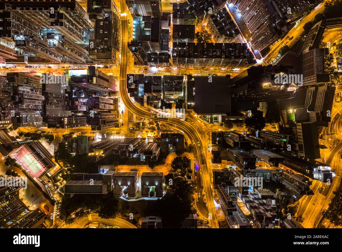 Aerial view of Hong Kong at night Stock Photo - Alamy