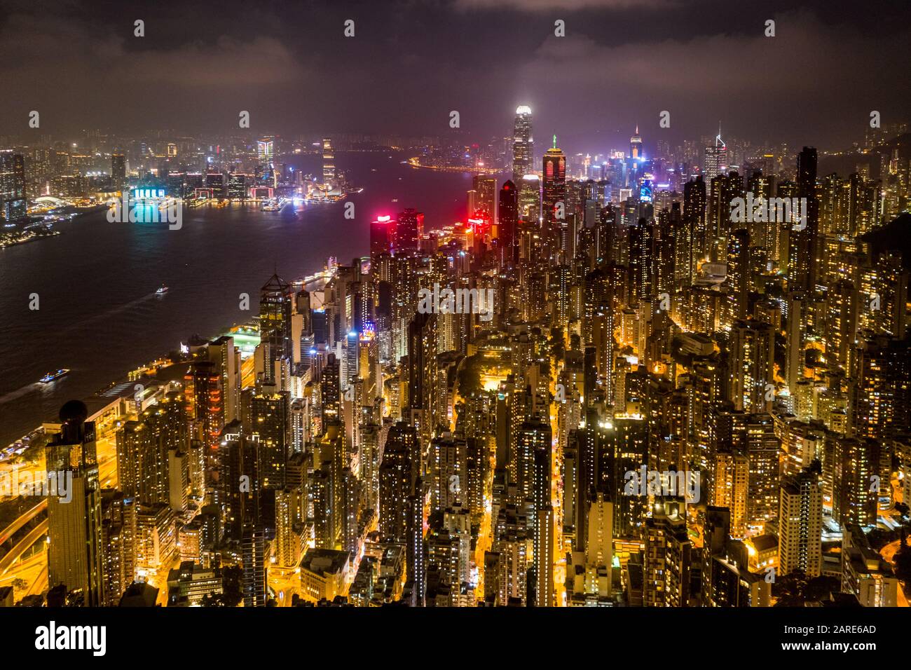 Aerial view of Hong Kong at night Stock Photo - Alamy