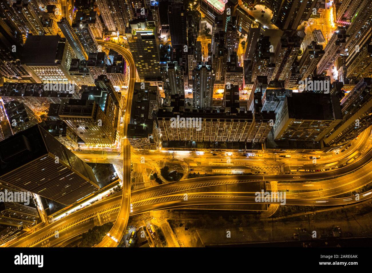 Aerial view of Hong Kong at night Stock Photo - Alamy