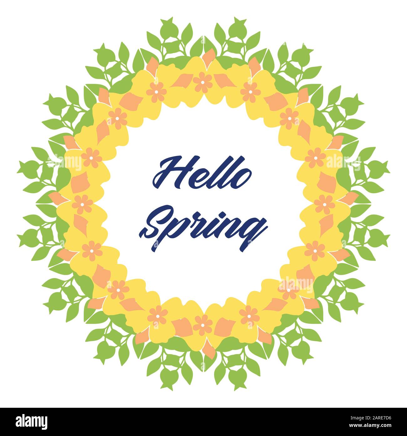 Elegant Crowd of yellow floral frame, for hello spring greeting card ...