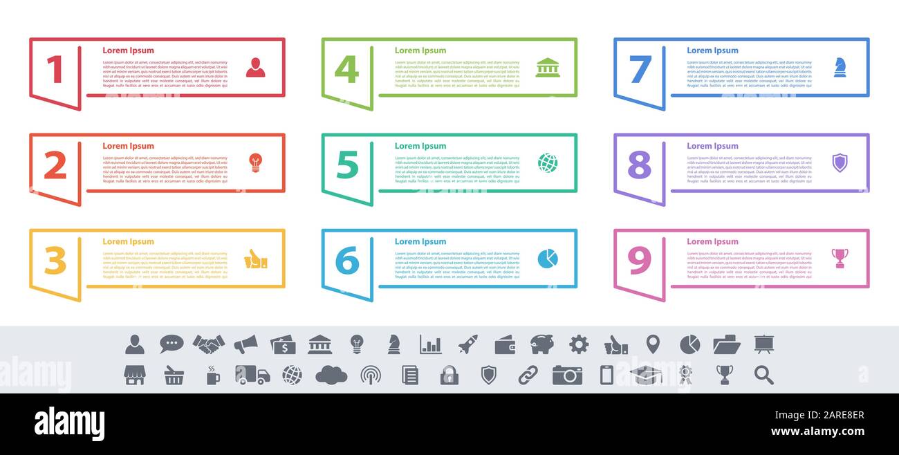 Infographic design business concept vector illustration with 9 steps or ...