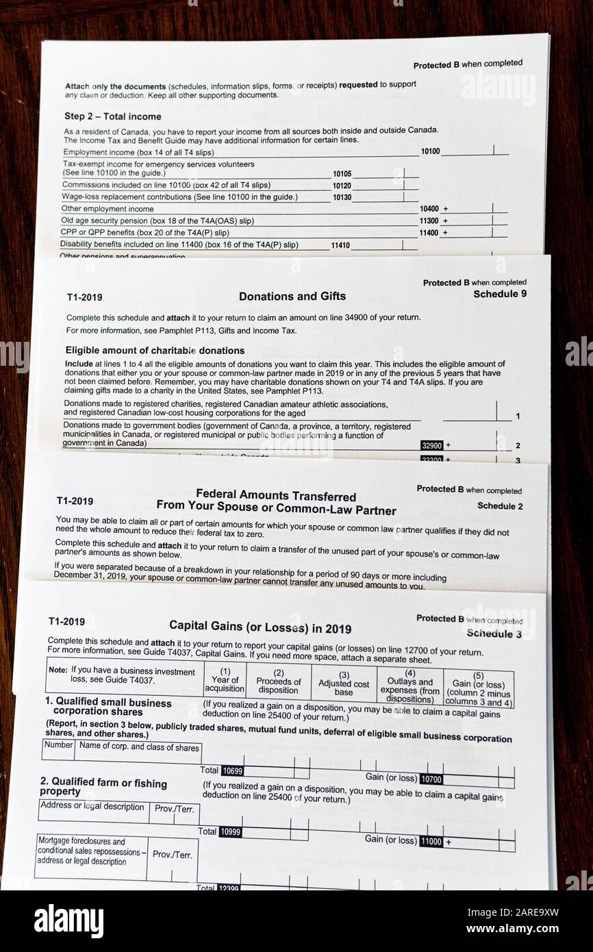New Canada Revenue Agency Tax Forms Stock Photo