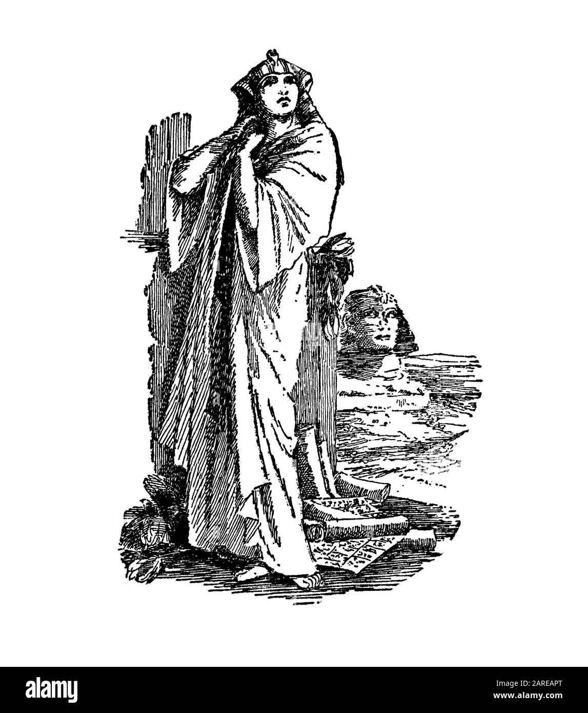 Illustration of a woman covered with long robe dress Stock Photo