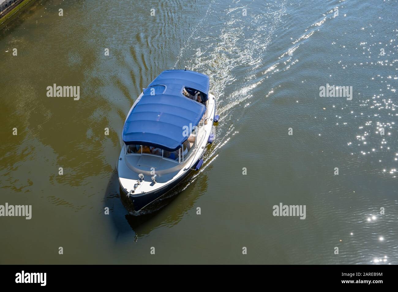 Melbourne, Australia - Circa December, 2019: Tourist boat cruising on the Yarra river Stock Photo