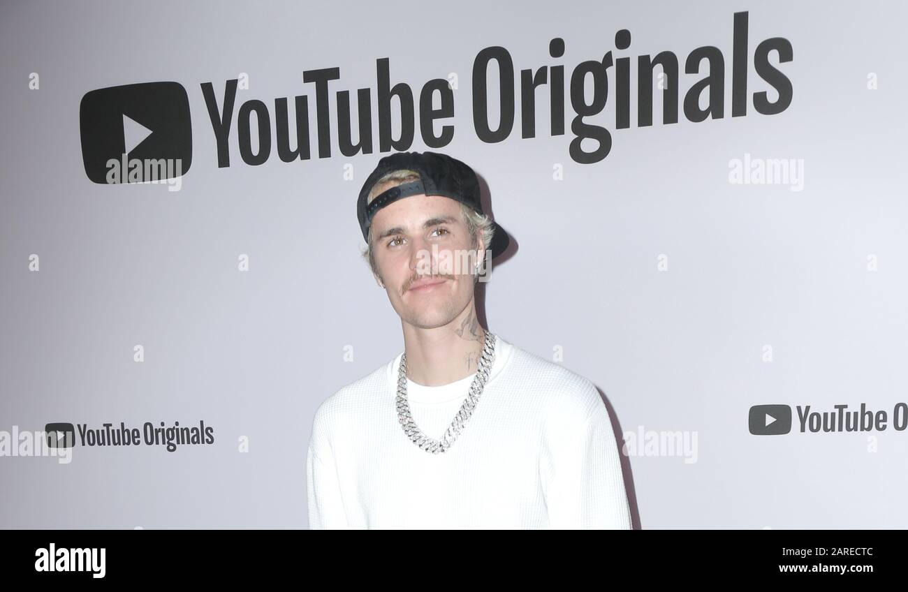 Justin Bieber walking the red carpet at the Premiere Of YouTube Originals' "Justin Bieber: Seasons" held at Regency Bruin Theatre on January 27, 2020 in Los Angeles, California USA (Photo by Parisa Afsahi/Sipa USA) Stock Photo
