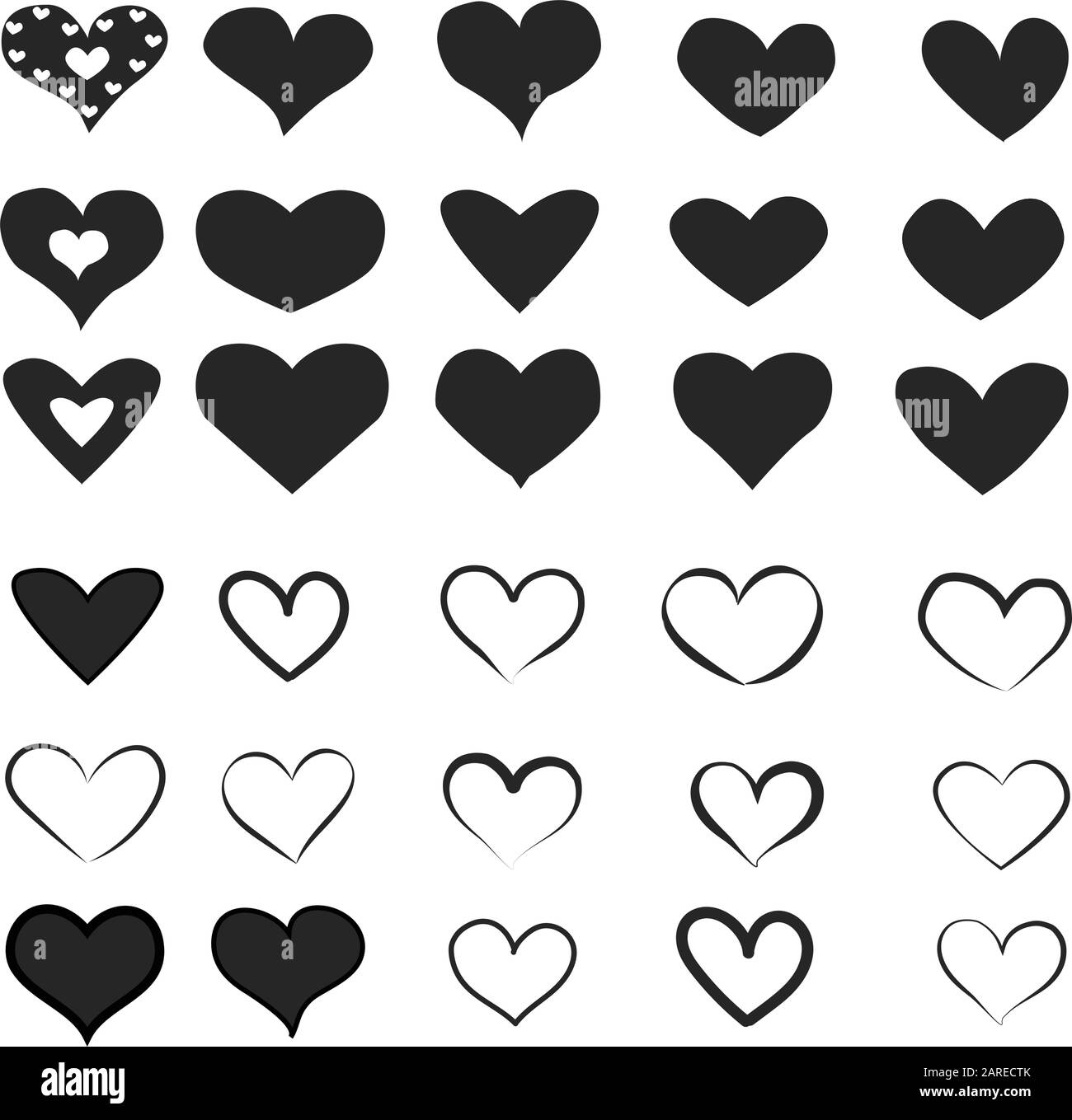 Set of Heart Icons in black. Vector Illustration Stock Vector Image ...
