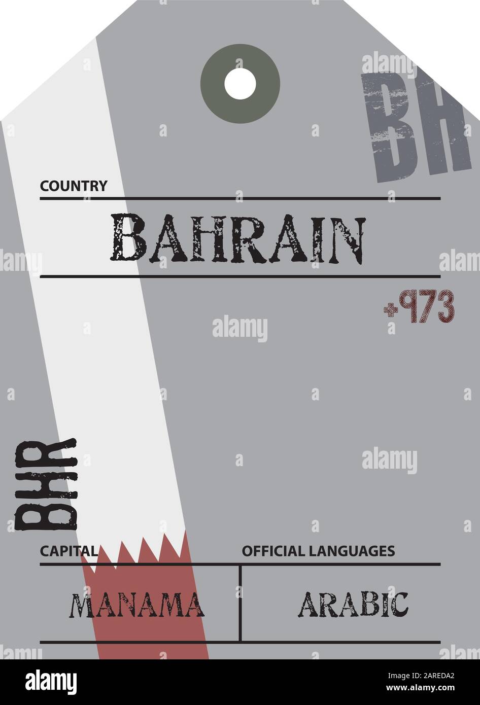 Country label Bahrain with official domain name and code