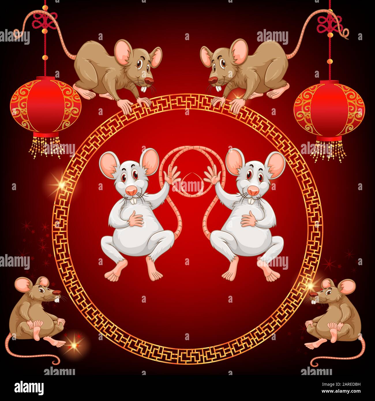 Vector mouse group of cute mice for your background and needs Stock Vector