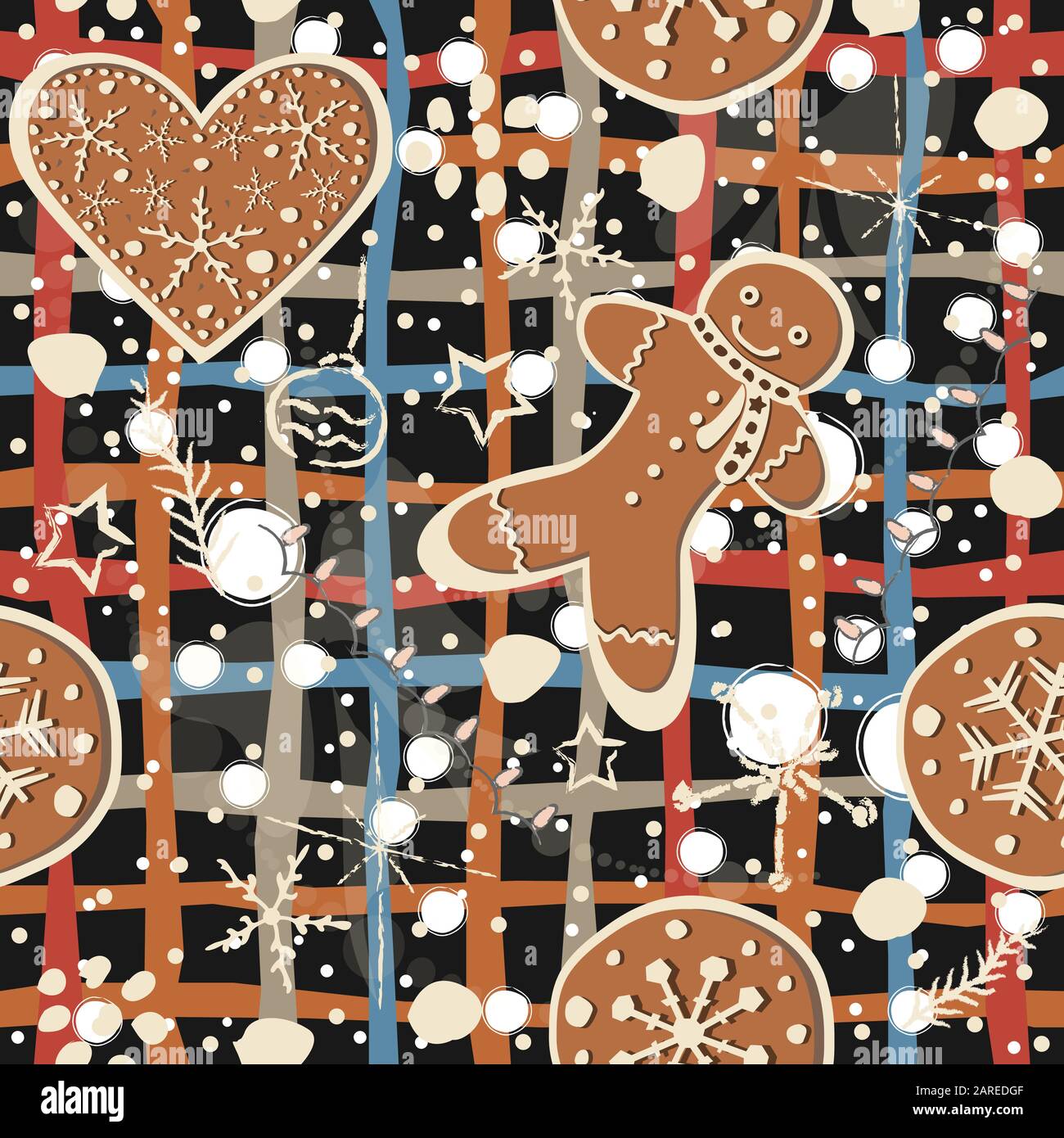 Gingerbread cookie seamless background. Creative Design. Vector ...