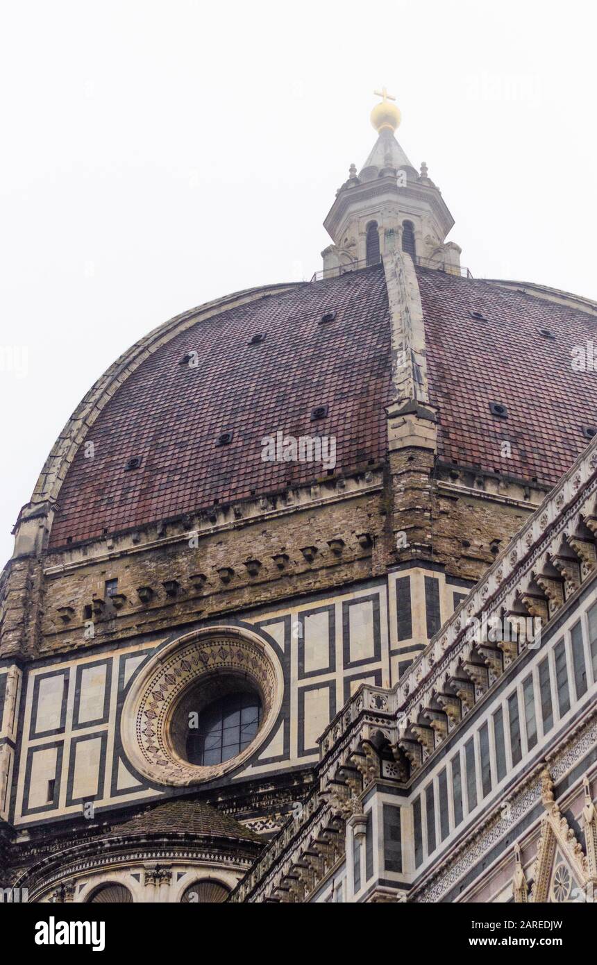 World famous landmark Brunelleschi dome of Florence cathedral seen from ...