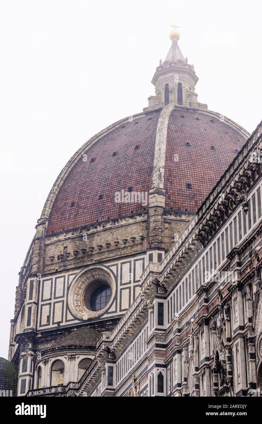 World famous landmark Brunelleschi dome of Florence cathedral seen from ...