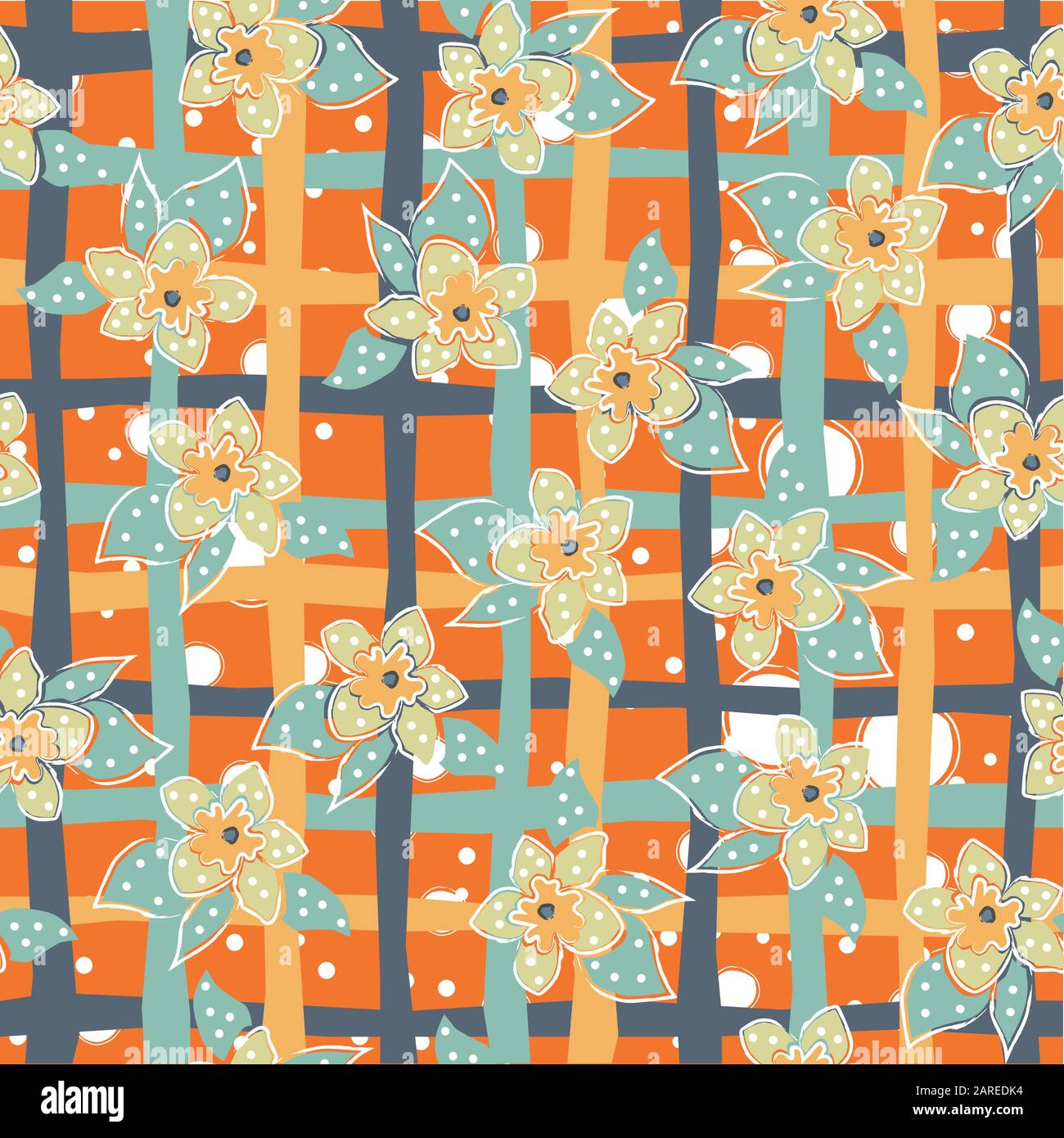 Seamless Pattern with Cute Flowers. Hand Drawn Scandinavian Style ...