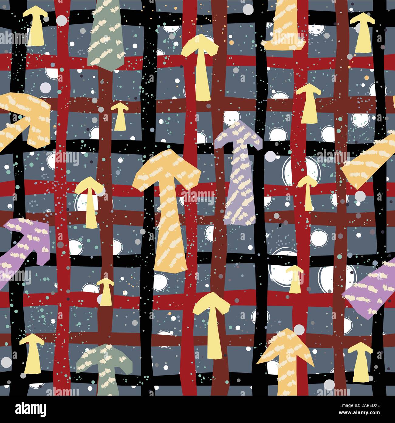 Abstract Seamless Pattern with hand drawn elements. Vector Illustration Stock Vector
