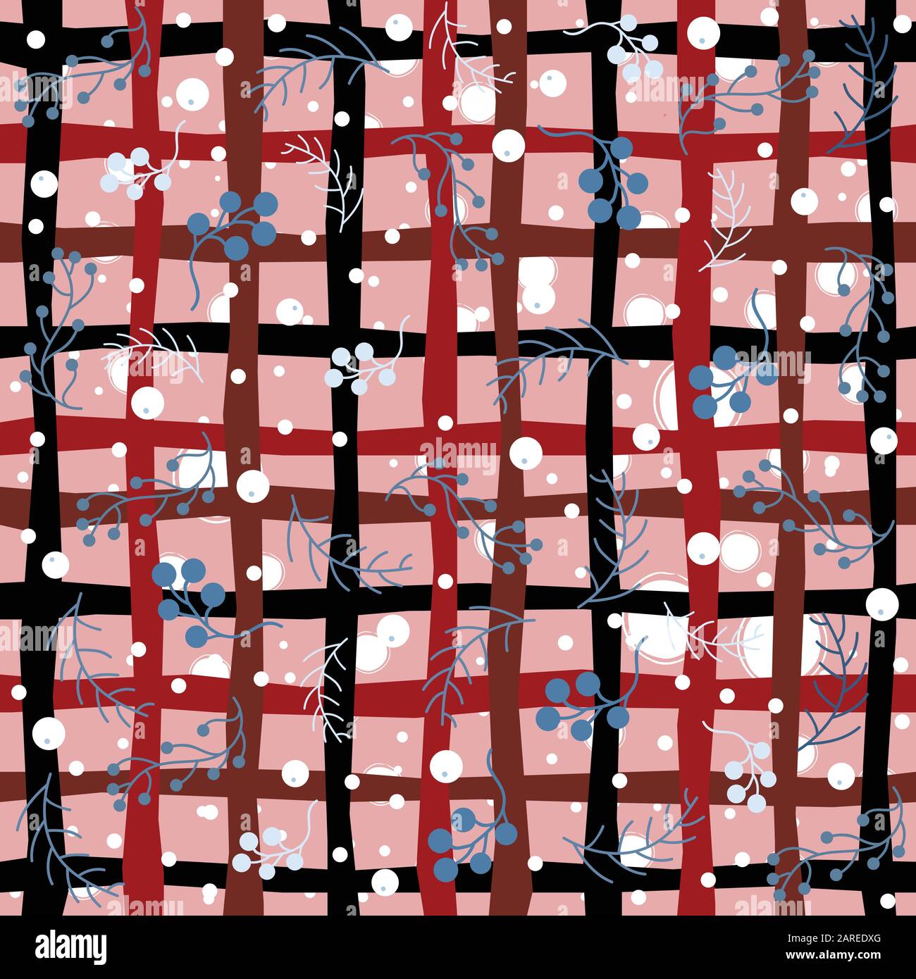 Seamless WInter Pattern with berries. Vector Illustration Stock Vector